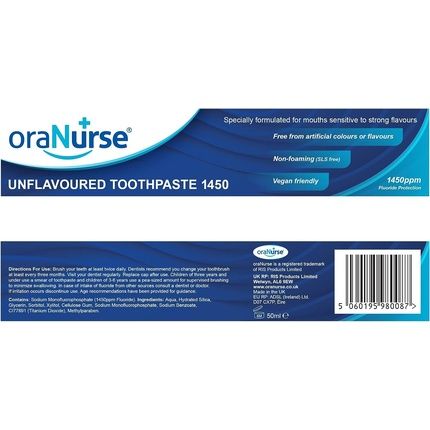 Oranurse Unflavoured Toothpaste 50Ml