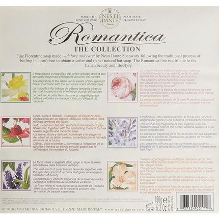Nesti Dante Romantica Florentine Rose & Peony Soap 250G - Pack Of 6