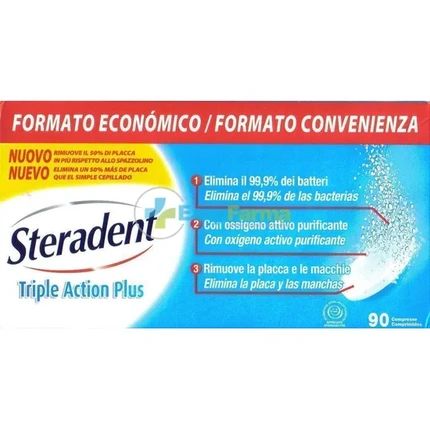 Steradent Triple Action Plus Cleaning Tablets 90 Tablets For Denture Care