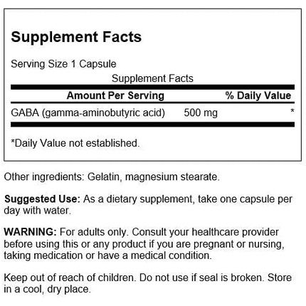 Swanson Gaba Amino Acid Supplement Promoting Calm & Relaxation 100 Capsules 500Mg - Pack Of 2