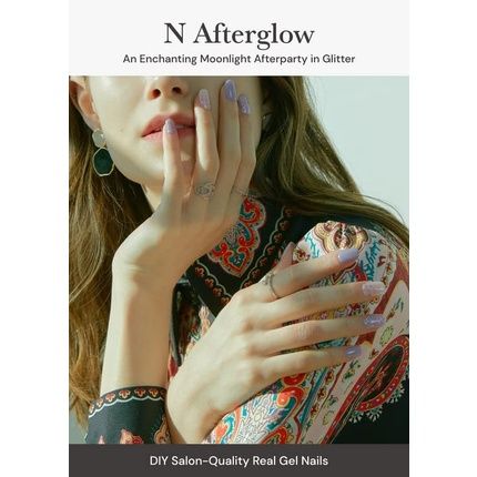 Ohora Semi Cured Gel Nail Strips N Afterglow - Works With Any Nail Lamps Salon-Quality Long Lasting Easy To Apply & Remove - Includes 2 Prep Pads Nail File & Wooden Stick