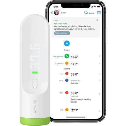 Withings Thermo Smart Temporal Thermometer For Infants, Toddlers, And Adults - No Contact Required - New