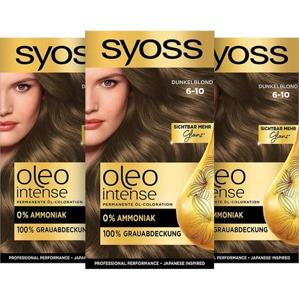 Syoss Oleo Intense Permanent Oil Colouration 6-10 Dark Blonde With Nourishing Oil And Ammonia 115Ml