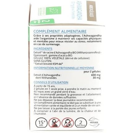Arkopharma Arkogelules Organic Ashwagandha 60 Capsules - Image 3