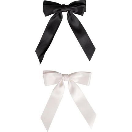 Brushworks Satin Hair Bow Duo Black & White