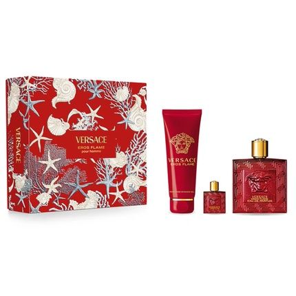 Versace Eros Flame Pour Homme Gift Set Eau De Parfum Spray 100Ml Shower Gel 150Ml Miniature Eau De Parfum 5Ml