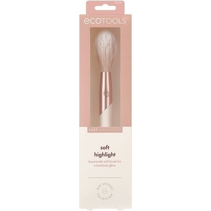 Ecotools Luxe Soft Highlighter Makeup Face Powder Brush Luminous Glow Pink