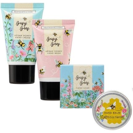 Heathcote & Ivory Busy Bee'S Mini Hand Care Set Hand Cream 30Ml Hand Wash 30Ml Hand Soak 30G Hand Balm 9G