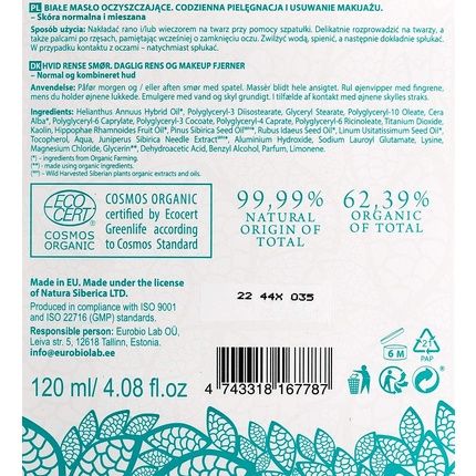 Natura Siberica Northern White Cleansing Butter For Normal/Combination Skin 120Ml - Image 3