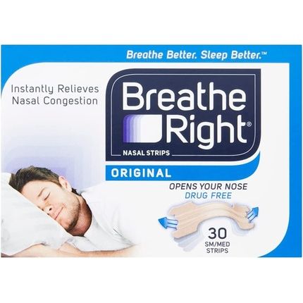 Breathe Right Nasal Strips Original Small/Medium Instantly Relieves Nasal Congestion And Helps Reduce Snoring - 30 Strips