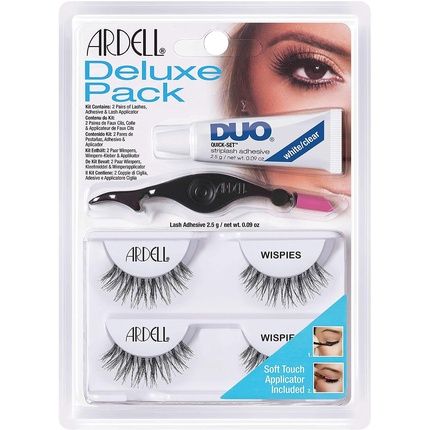 Ardell Deluxe Pack Real Hair Eyelashes With Duo Eyelash Glue And Easy Applicator For Attaching False Eyelashes 2.5G