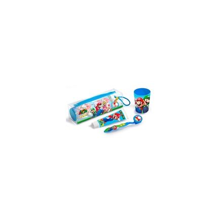 Super Mario Dental Travel Kit Toothbrush Toothpaste And Beaker In A Convenient Toilet Bag