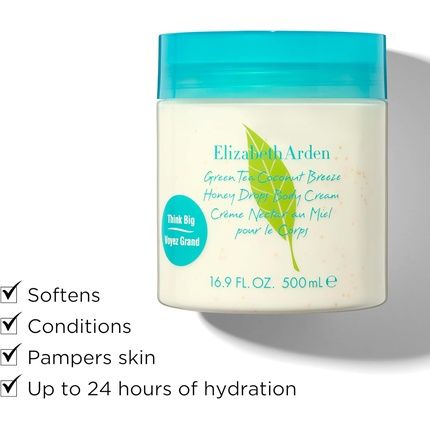 Elizabeth Arden Green Tea Coconut Breeze Honey Drops Body Cream 500Ml Citrus Floral Fruity Fragrance Hydrating Perfumed For Women
