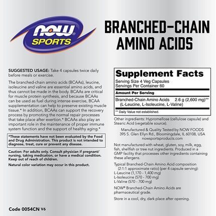 Now Foods Branched Chain Amino Acids 240 Capsules