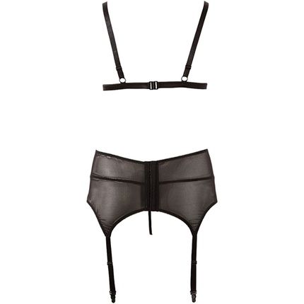 Cottelli Collection - Bra Suspender Set Black L-Xl