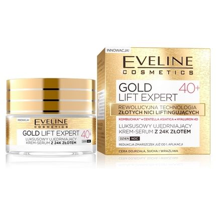Eveline Gold Lift Expert 40+ Luxury Firming Cream-Serum With 24K Gold For Mature Skin Day/Night 50Ml