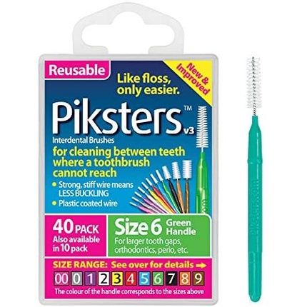 Piksters Interdental Brushes Size 6 Green 40 Count