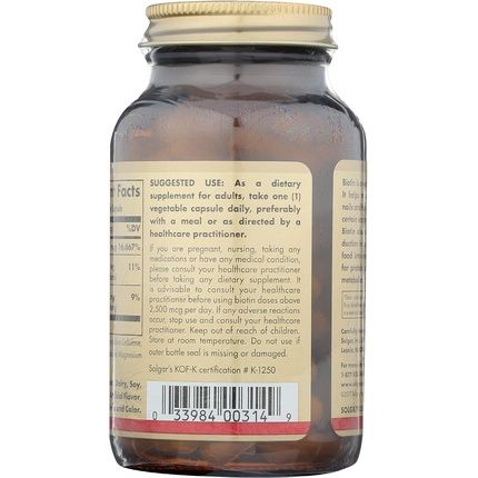 Solgar Biotin 5000Mg Vegetable Capsules