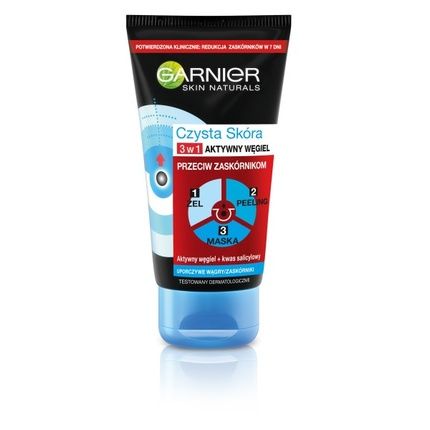 Garnier Pure Skin Intensive Charcoal 3-In-1 Cleansing Gel For Face 150Ml