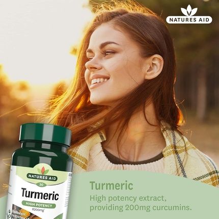 Natures Aid Turmeric 8200Mg High Potency Extract Plus Whole Herb 30 Capsules 30 Count