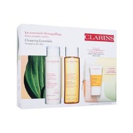 Clarins Cleansing Essentials Gift Set - Velvet Cleansing Milk 200Ml + Toning Lotion 200Ml + Nourishing Oil Scrub 15Ml + Cosmetic Bag.