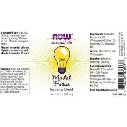 Now Foods Mental Focus Essential Oils 30Ml
