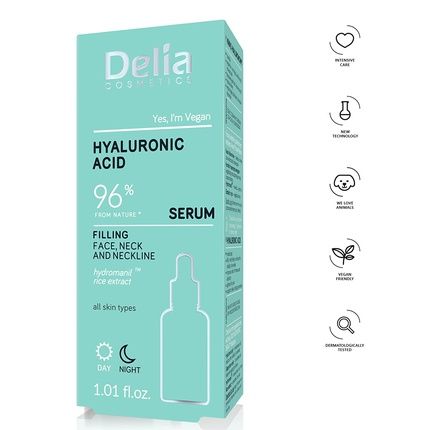 Delia Cosmetics Hyaluronic Acid Serum Anti-Aging Moisturizing Treatment For All Skin Types 30Ml - Image 3