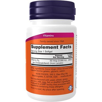 Now Foods Vitamin D-3 2000 Iu Softgels 30 Count