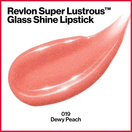Revlon Super Lustrous Glass Shine Lipstick With Aloe, Hyaluronic Acid And Rose Quartz Dewy Peach 019 - Image 3