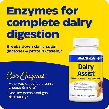 Enzymedica Dairyassist Digestive Enzymes For Complete Dairy Digestion