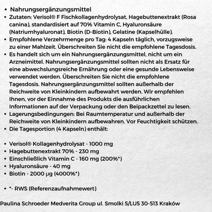 Fish Collagen With Wild Rose, Hyaluronic Acid, And Biotin - Verisol F