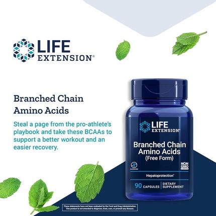 Life Extension Branched Chain Amino Acids Bcaa Supplement Essential Nutrition L-Leucine L-Isoleucine L-Valine For Muscle Recovery Support After Workout 90 Capsules - Image 3