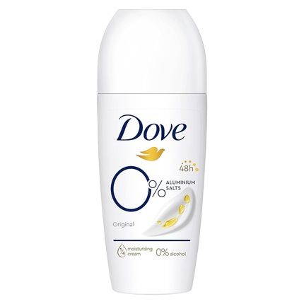 Dove Original Roll-On Deodorant 0% Aluminum Salts With 1/4 Moisturizing Cream And 48 Hour Protection 50Ml