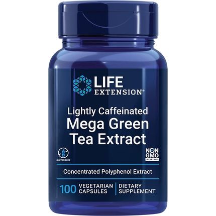 Life Extension Lightly Caffeinated Mega Green Tea Extract 98% Egcg Polyphenols Supplement 100 Count
