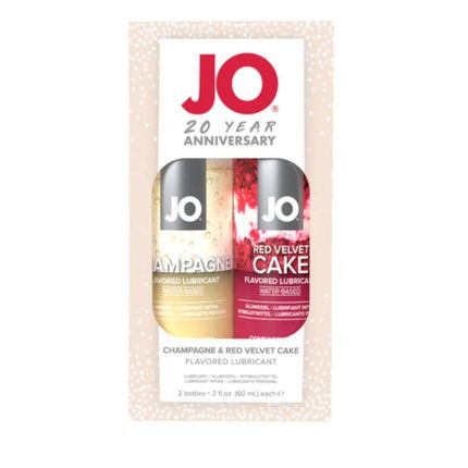 System Jo Anniversary Gift Set 2Oz Red Velvet 2 Oz Champagne Flavor Lubricant