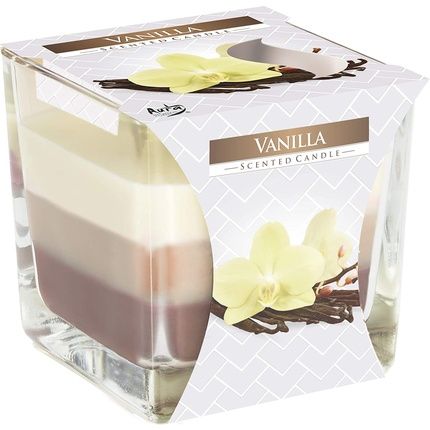 Scented Candle In A Square Glass With A Burning Time Of 32 Hours! Scent: Vanilla