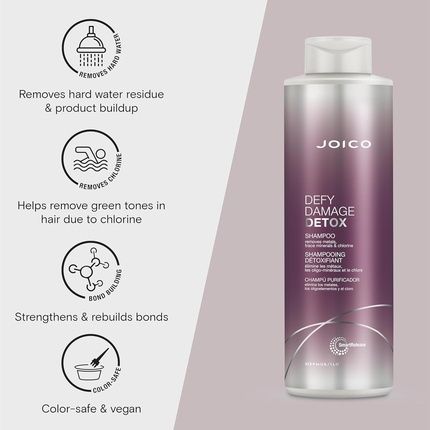 Joico Defy Damage Detox Shampoo - Removes Chlorine, Hard Water Residue, And Product Build-Up - Image 3