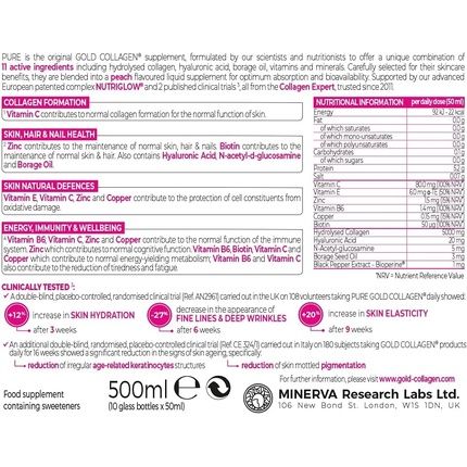 Gold Collagen Pure 10 Day - Fight Early Signs Of Aging And Nourish From Within With Hydrolyzed Collagen, Hyaluronic Acid, And Borage Oil