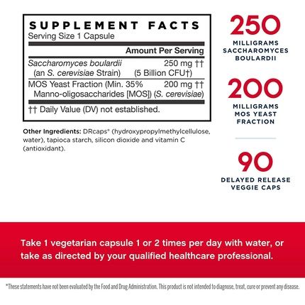 Jarrow Saccharomyces Boulardii + Mos 5 Billion Per Capsule, 90 Vegan Capsules