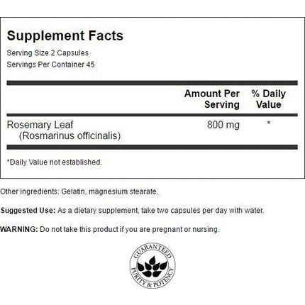 Swanson Full Spectrum Rosemary Herbal Supplement 90 Capsules 400Mg