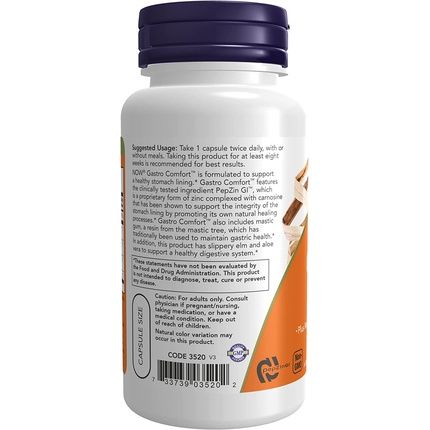 Now Supplements Gastro Comfort With Mastic Gum Aloe Vera And Slippery Elm 60 Veg Capsules - Image 3