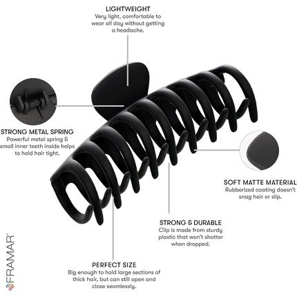 Framar Large Hair Claw Clip For Women - Extra Large For Thick Hair - Image 3