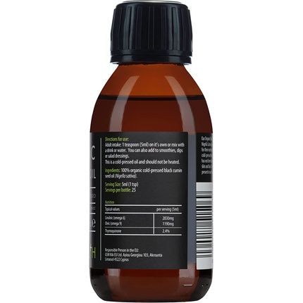 Kiki Health Organic Black Seed Oil 125Ml Cold Pressed Certified Organic 2.4% Thymoquenine