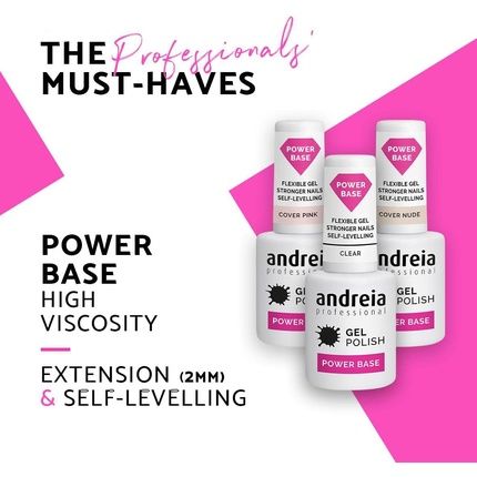 Andreia Professional Glitter Gel Nail Polish Power Base High Viscosity Base For Stronger Nails Builder Base Gel For Small Nail Extensions Vegan 10.5Ml - Image 3