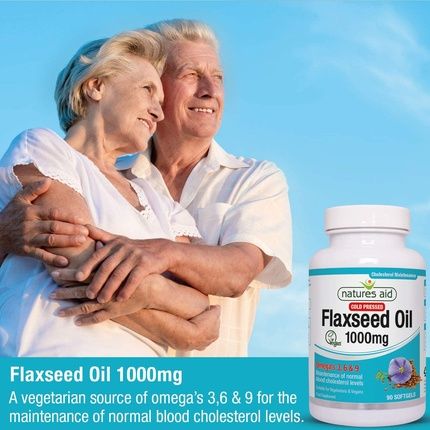 Natures Aid Flaxseed Oil 1000Mg Cold Pressed Omega 3 6 9 90 Capsules - Image 3