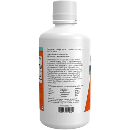 Now Colloidal Minerals Liquid Essential Trace Minerals Raspberry 32Oz - Image 3