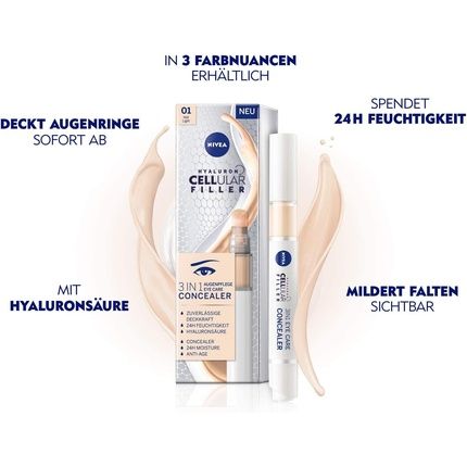 Nivea Hyaluron Cellular Filler 3-In-1 Eye Care Concealer Light 4Ml