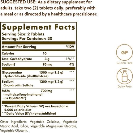 Solgar Extra Strength Glucosamine Chondroitin Msm Tablets 60 Tablets