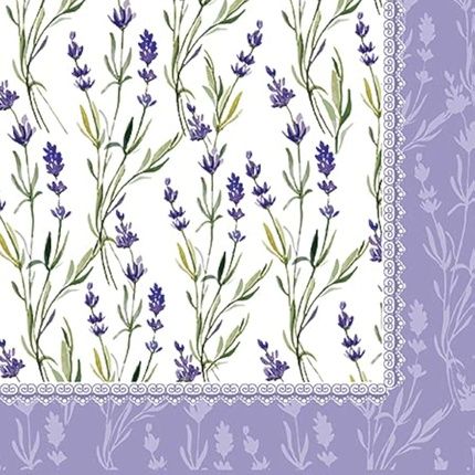 Lavender Meadow Paper Luncheon Napkins 40Pcs 6.5X6.5 Purple Flowers