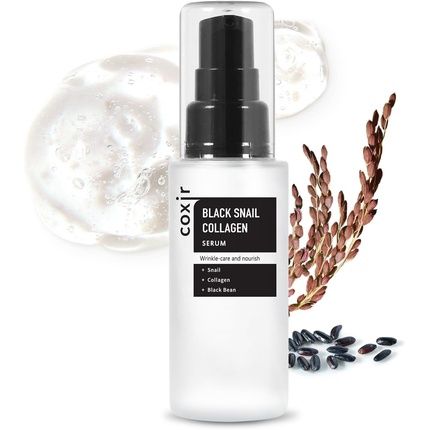 Coxir Black Snail Collagen Serum 50Ml 1.69 Fl.Oz - Black Beans, Collagen, Snail Mucin - Firms, Lifts, And Nourishes Skin